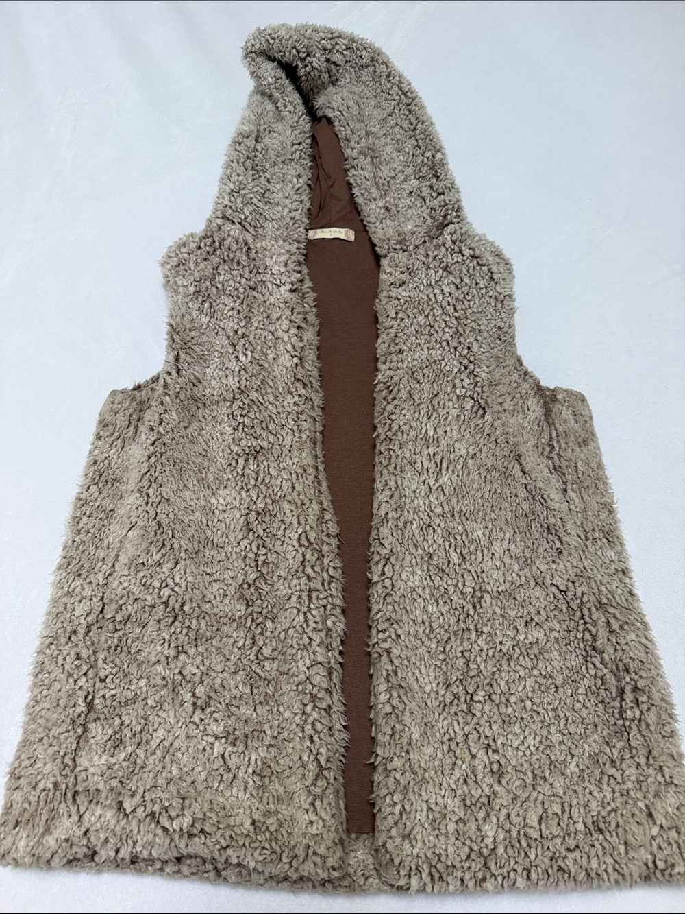 Altar'd State Beige Faux Shearling Hooded Vest